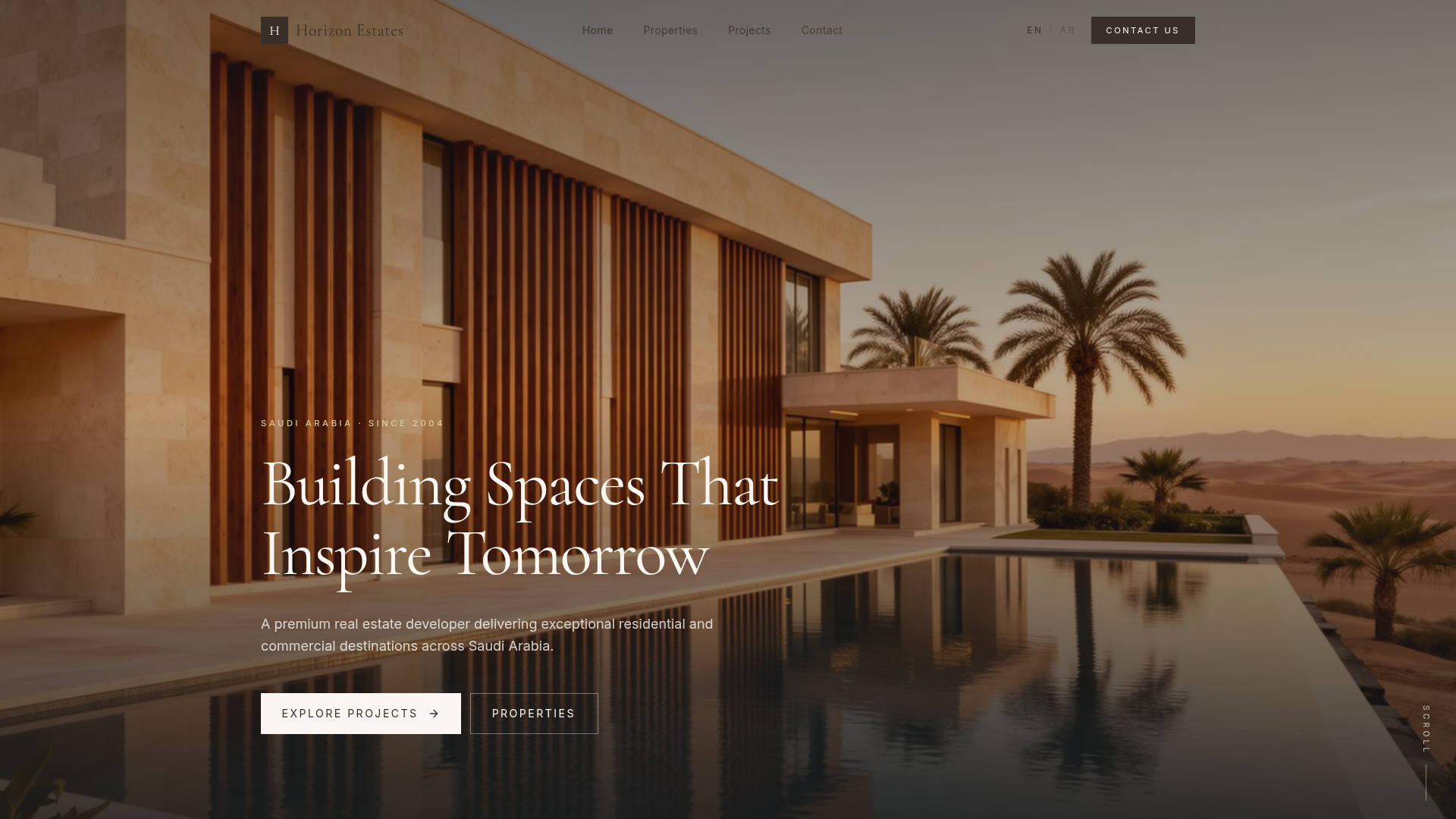 Horizon Estates — homepage screenshot