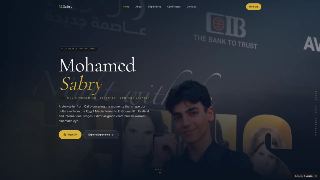 Mohamed Sabry — homepage screenshot