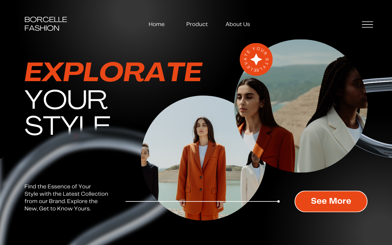 Black and Orange Modern Simple Online Fashion App Store Website UI Desktop Prototype