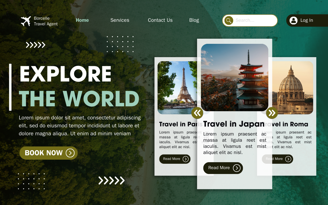 Green and White Modern Travel Website Desktop Prototype