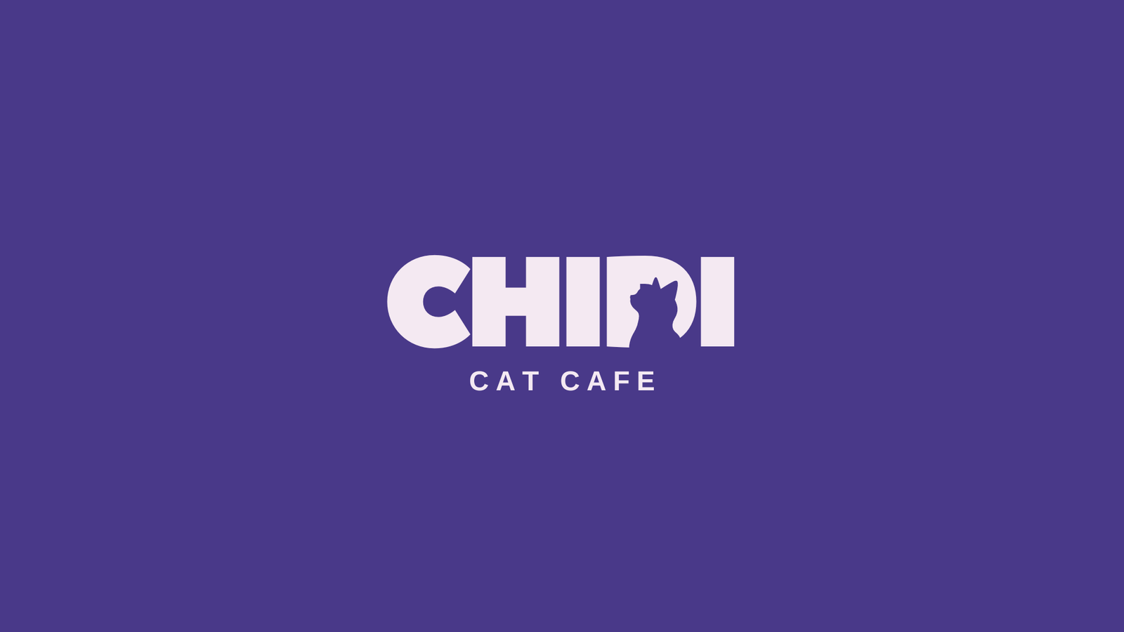 Purple Bold Illustrative Cat Cafe Logo